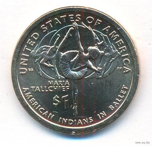 1 доллар США 2023 год Сакагавея Индейцы в балете двор P _состояние UNC