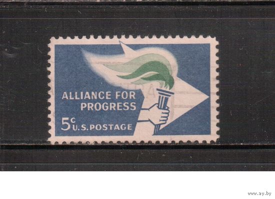 США-1963, (Мих.847) , гаш. , Факел (одиночка),