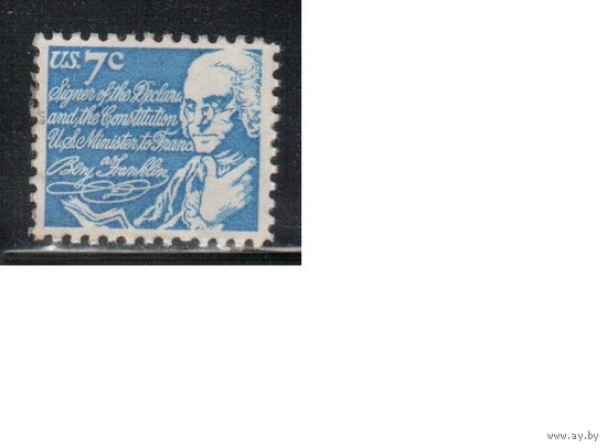 США-1972, (Мих.1086) , гаш. , Стандарт, Личности, Франклин (одиночка)(2)