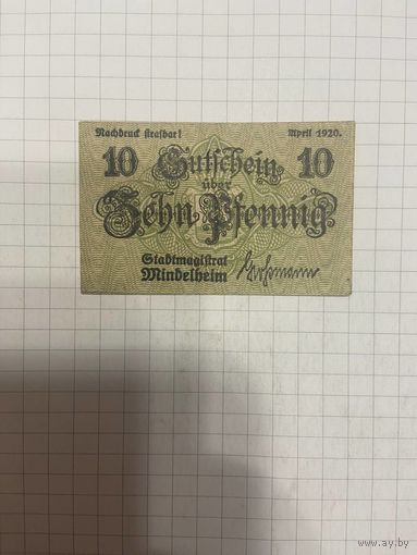 10 пфенингов (нотгельды) г. Германия.-1412