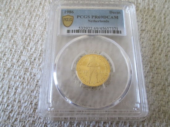 1 дукат ,  Нидерланды ,   1986 г., PCGS69DCAM