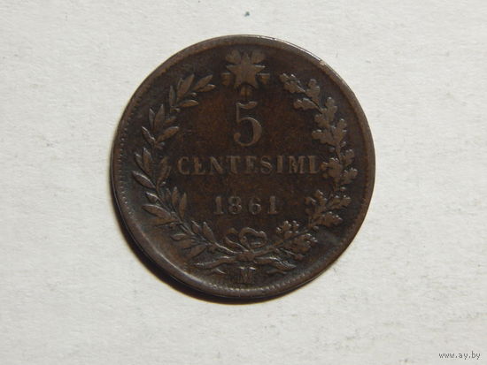 Италия 5 чентезимо 1861г