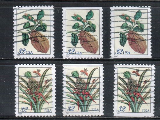 США-1997 (Мих.2806-2807  ВА+BD) ,  гаш. , Стандарт, Флора, Фауна, зубцовки