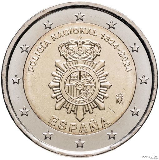 2 евро 2024 Испания Национальный полицейский корпус UNC из ролла