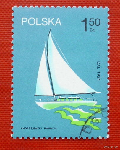 Польша. Парусник. ( 1 марка ) 1974 года.