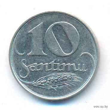 Латвия 10 сантимов 1922 г. Ni _состояние VF/XF