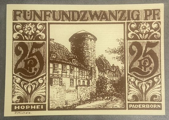 Нотгельд , 25 пфеннигов, Падерборн 1921год Веймарская республика