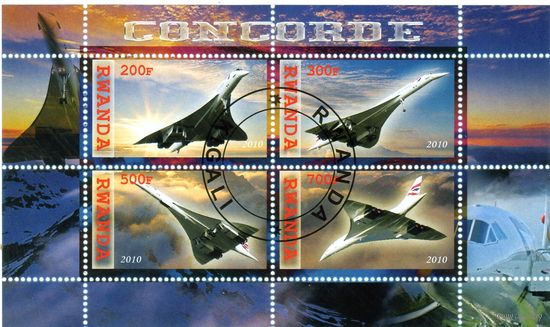 Руанда. Самолеты Конкорд.Блок.2010. Распродажа коллекции.