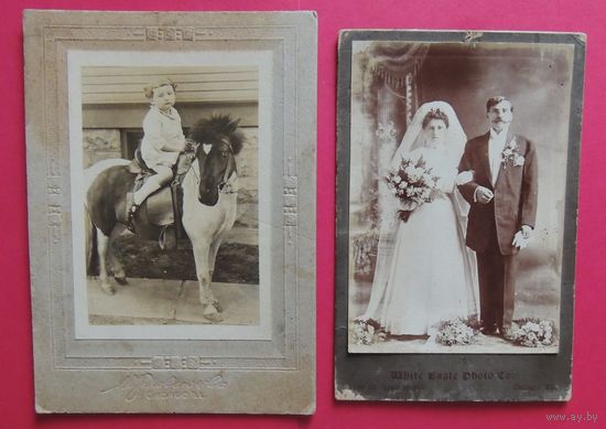 Фото кабинет-портреты эмигрантов 1. "Девочка на лошади"; 2. "Свадьба", 1920-1930-е гг., Америка, Канада