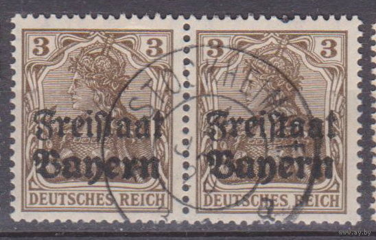 Бавария Германия 1919 год  Лот 1 С НАДПЕЧАТКОЙ, водяной знак Пастилки ромбовидной формы [Вверх], СЦЕПКА