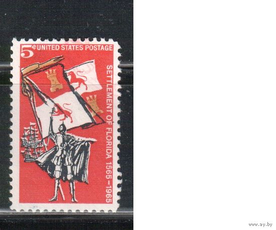 США-1965, (Мих.887) , гаш. , Флорида, Испанские солдаты, Корабль(одиночка)