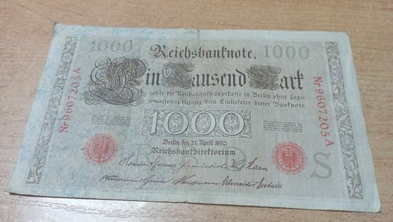1000 марок 1910 года Германии 9607205 красный номер