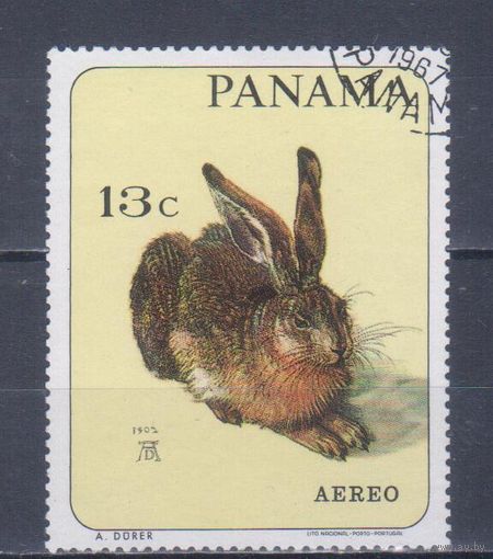 [1607] Панама 1967. Фауна.Заяц.ИскусствоЖивопись.Дюрер. Гашеная марка.