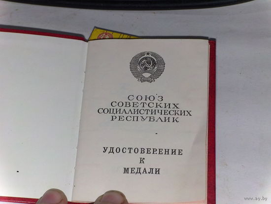 Редкий документ к медали за Б.З.