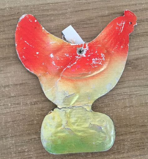 Игрушка ёлочная птица Курица, картон. СССР
