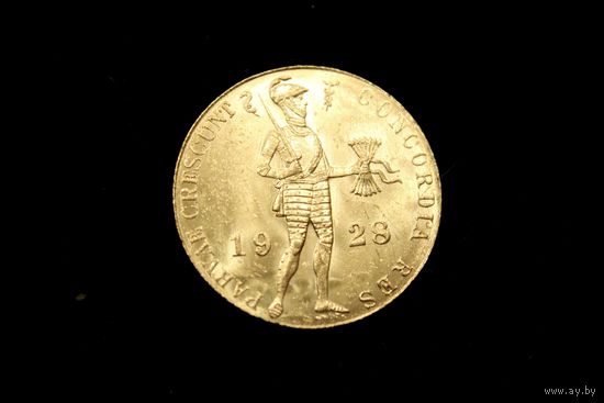 Дукат 1928 г. Нидерланды, Вильгельмина. Штемпельный блеск!