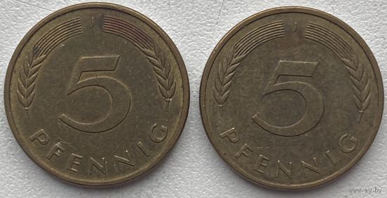 Германия 5 пфеннигов 1987 г. J. Цена за 1 шт.