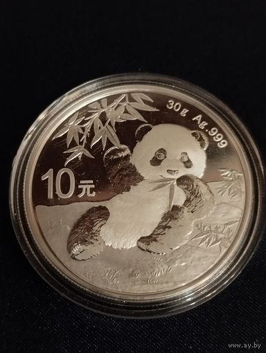 Китай 10 юаней 2020 Панда СЕРЕБРО
