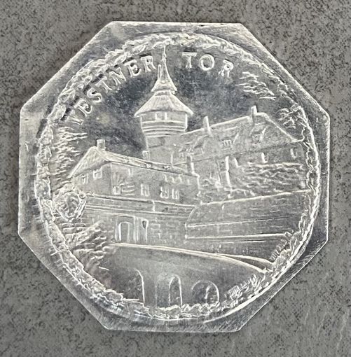 Германия Нюрнберг нотгельд 20 пфеннигов 1920 год . Кестнерским ворота. трамвайный жетон