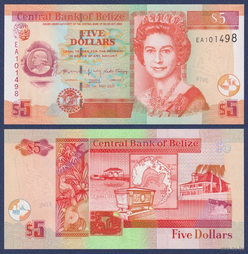 Белиз, 5 долларов 2020 г., P-67, UNC