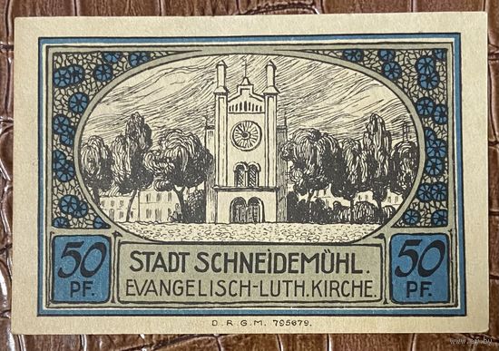 Нодгельд 50 пфеннигов 1921 год. Шнайдемюль. Веймарская республика
