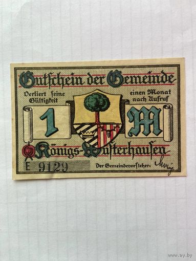 1марка (нотгельды) Германия г.Кёнигс Вунстерхафен -1402