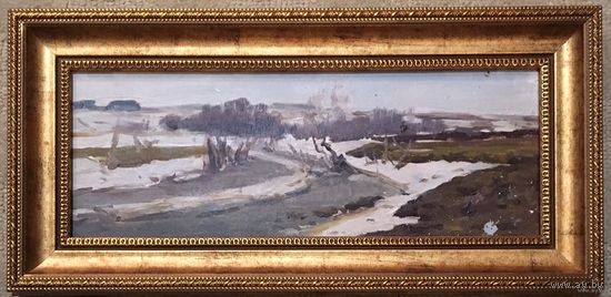 Азгур (Горелова) Г.Г. - "Весенние настроение", 1947 г. К/М 13х33,5 см.