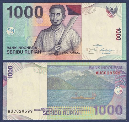 Индонезия, 1000 рупий 2011 г., P-141k (WUB, капитан Паттимура), UNC