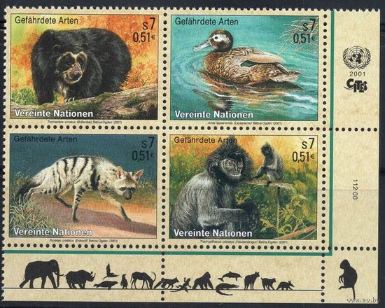 2001 ООН Вена 327-330VB Фауна 5,00 евро