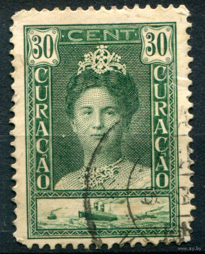 Нидерландские колонии - Кюрасао - 1928/30г. - 30 лет правления королевы Вильгельмины, 30 с - 1 марка - гашёная [Mi 102]. #3-WB-85-A-1