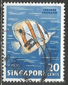 Сингапур. Рыба бабочка. 1962г. Mi#62.
