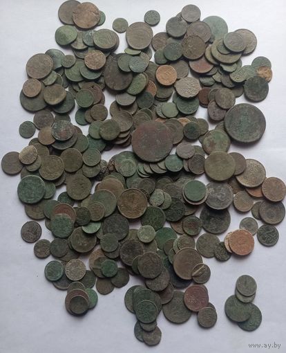Монеты РИ и др, 340 штук, без чистки