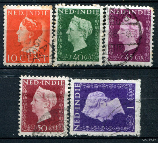 Нидерландская Индия - 1941-1948г. - королева Вильгельмина - 5 марок - гашёные. #3-WB-95-A-1