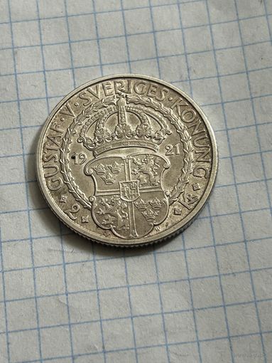 2 кроны 1921 года в отличном состоянии! Памятная монета! 400 лет войны за независимость!