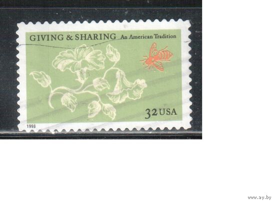 США-1998 (Мих.3049) , гаш., Цветы, Пчела (одиночка)(1)