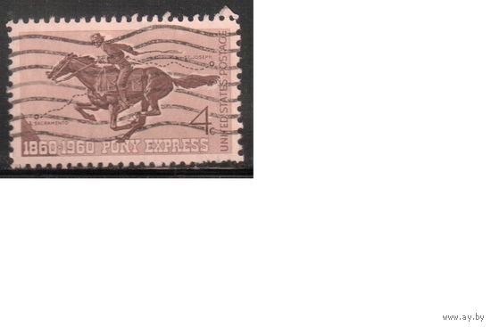 США-1960, (Мих.784) , гаш. , Почта, Лошади (одиночка)