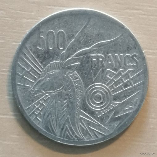 Центральная Африка (BEAC) 500 франков, 1976 г., отметка на аверсе "E" - Камерун, KM# 12