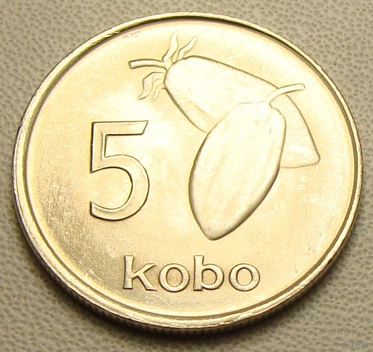 Нигерия. 5 кобо 1974 год KM#9.1 "Какао"