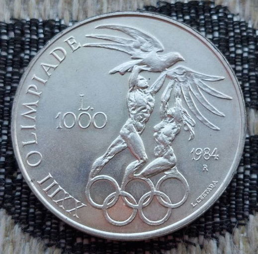 Сан-Марино 1000 лир 1984 года, Proof. Олимпиада. Серебро. Сторгуй за свою цену, предложи обмен!