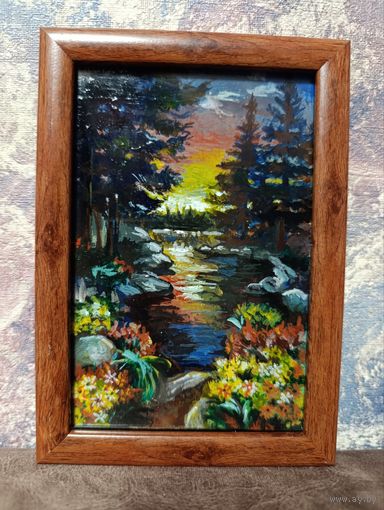 Картина в рамке, темперные краски