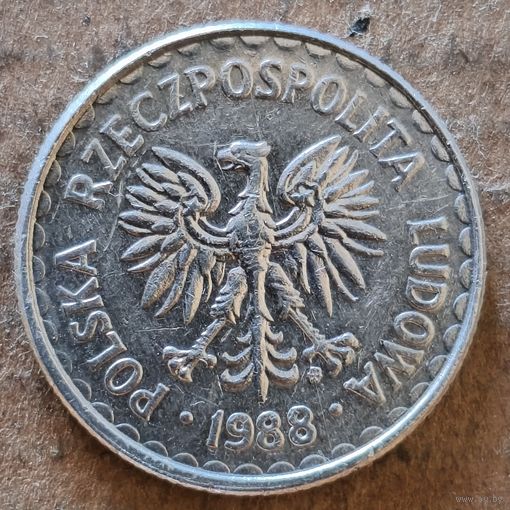 Польша 1 злотый, 1988 г., Y# 49.2