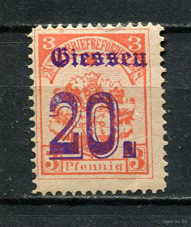 Германия - Гисен - Местные марки - 1887 - Надпечатка 20Pf на 3Pf - [Mi.6] - 1 марка. MH.  (Лот 71CR)