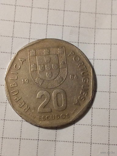 20 эскудо Португалия 1986 год