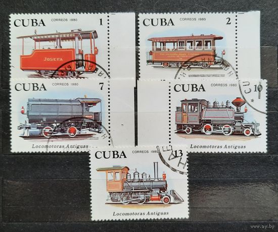 Куба 1980г. 5 марок из 6 серии "ЖД транспорт". гаш.