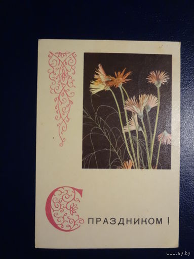 С праздником! Цветы. 1968 г. Минск. подписанная.