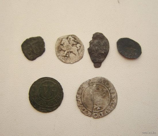 Средневековые серебряные монетки 6 шт.. - с 1 руб..