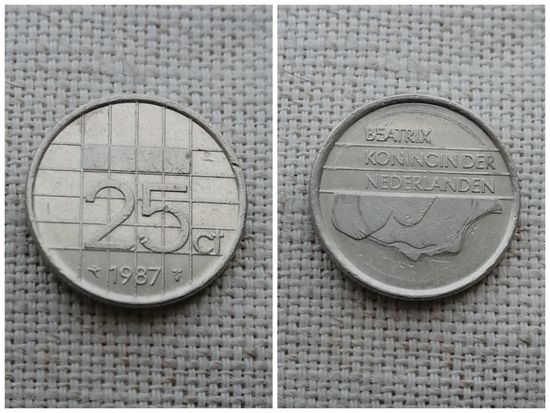 Нидерланды 25 центов 1987