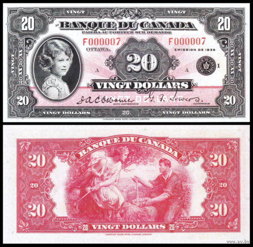 [КОПИЯ] Канада 20 долларов 1935г. (French) водяной знак