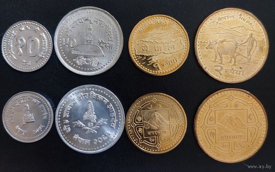 Непал 10, 50 пайс 1, 2 рупии (набор 4 монеты).
