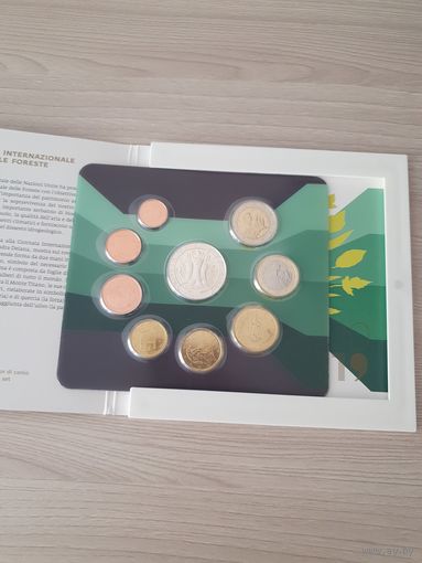 Сан-Марино 2019 год. 1, 2, 5, 10, 20, 50 евроцентов, 1, 2 и 5 Евро. Официальный набор монет в буклете с серебром
